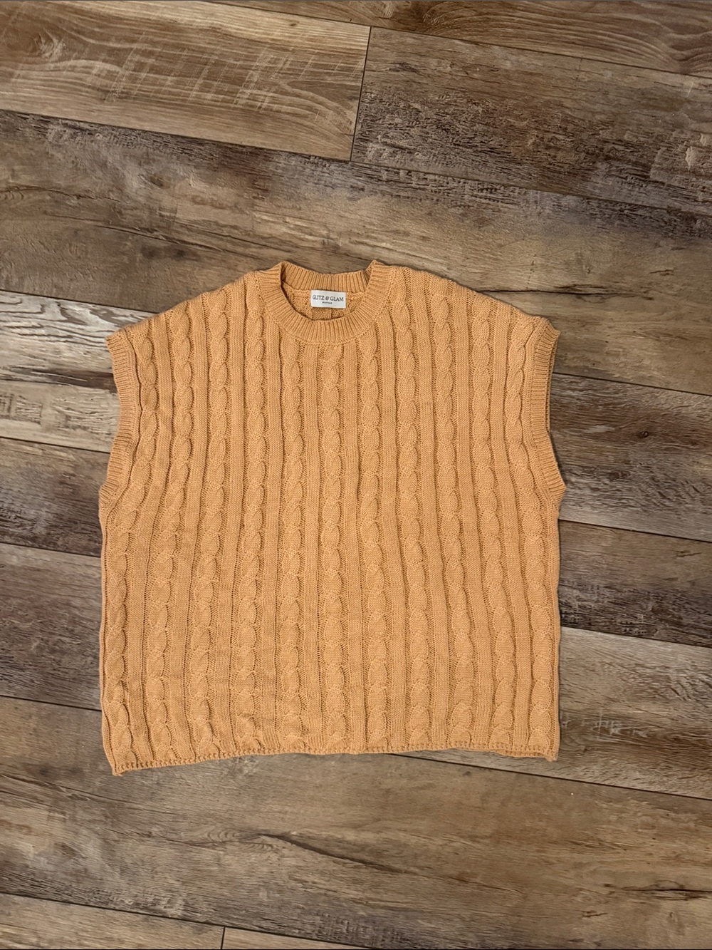 Cable-Knit Sleeveless Crewneck Sweater Vest